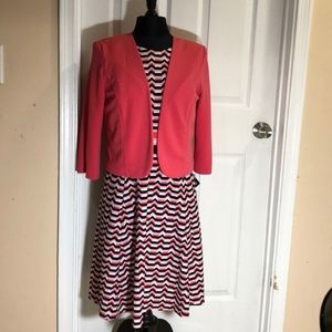 Studio Uno‎  2 piece women’s dress Coral Navy Sz 8